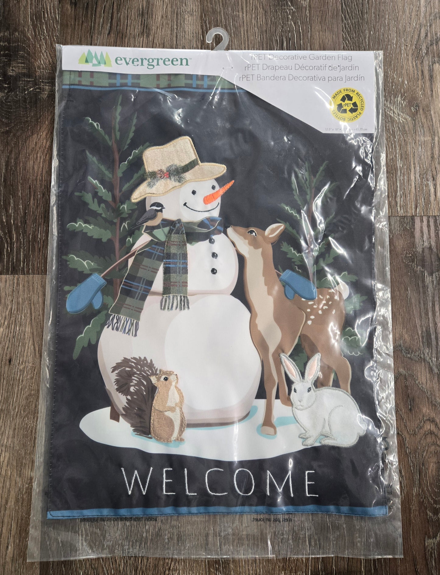Garden Flag Woodland Snowman And Friends