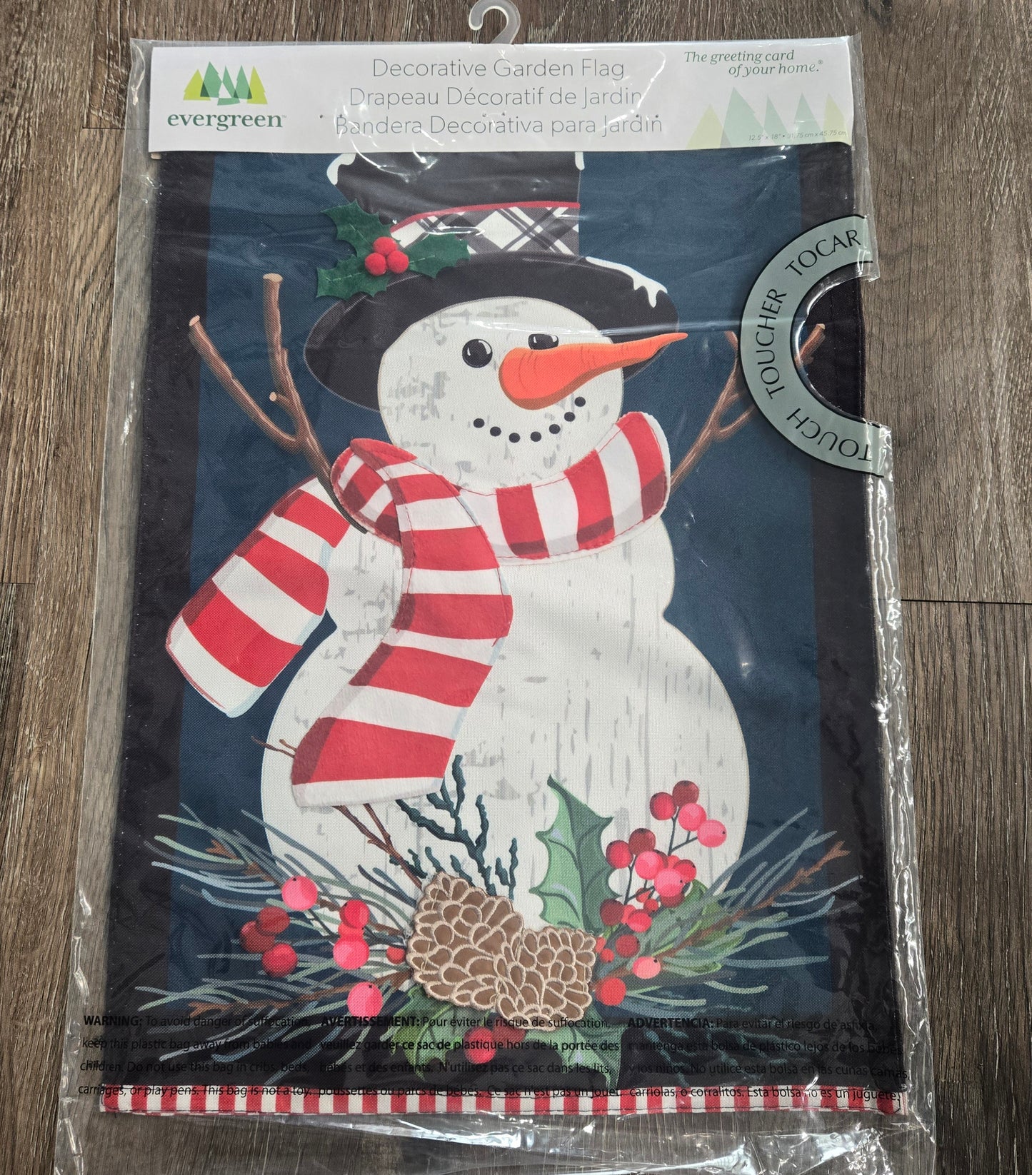 Garden Flag Holly Snowman