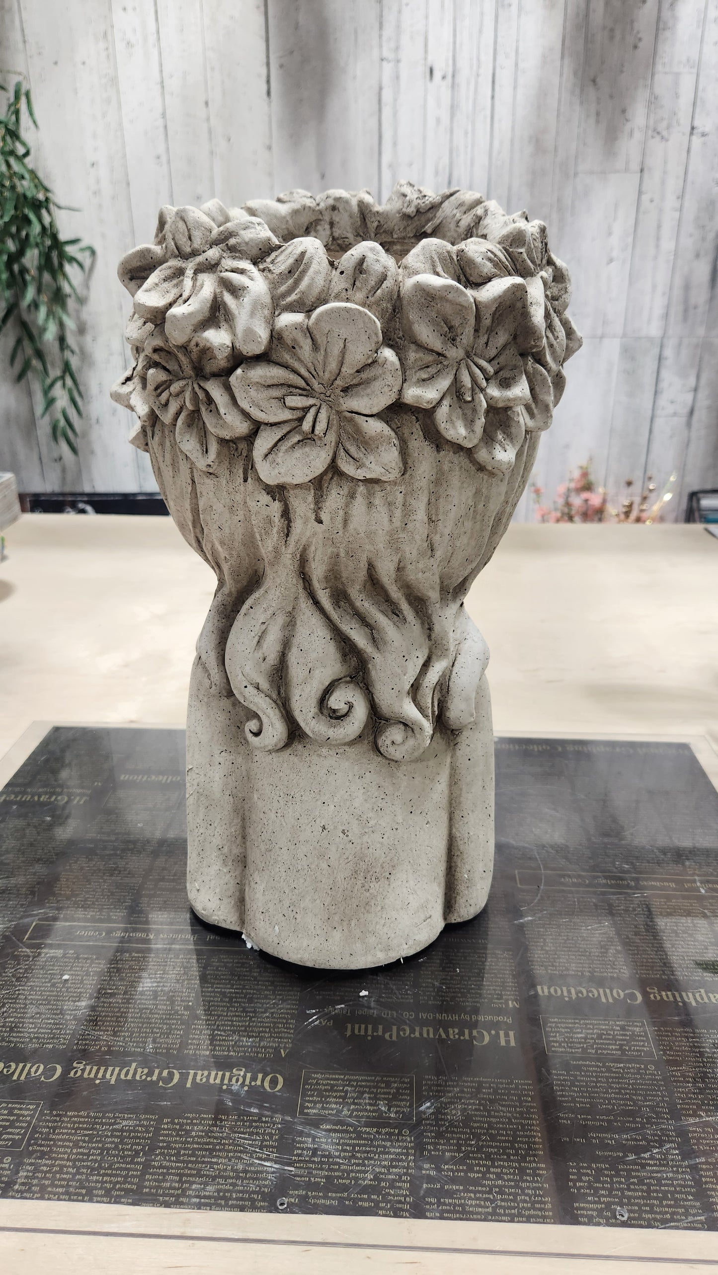 Planter Girl with Crown of Flowers