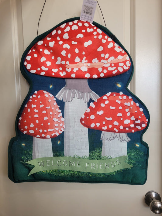 Welcome Friends Mushroom Garden Estate Door Decor