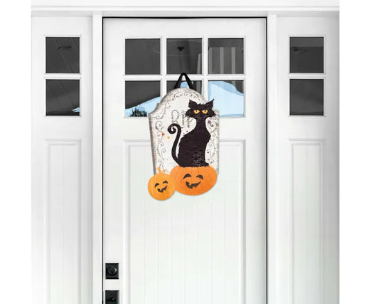 Door Decor Black Cat And Pumpkin