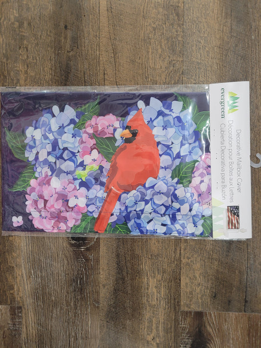 Mailbox Cover Red Cardinal And Hydrangeas