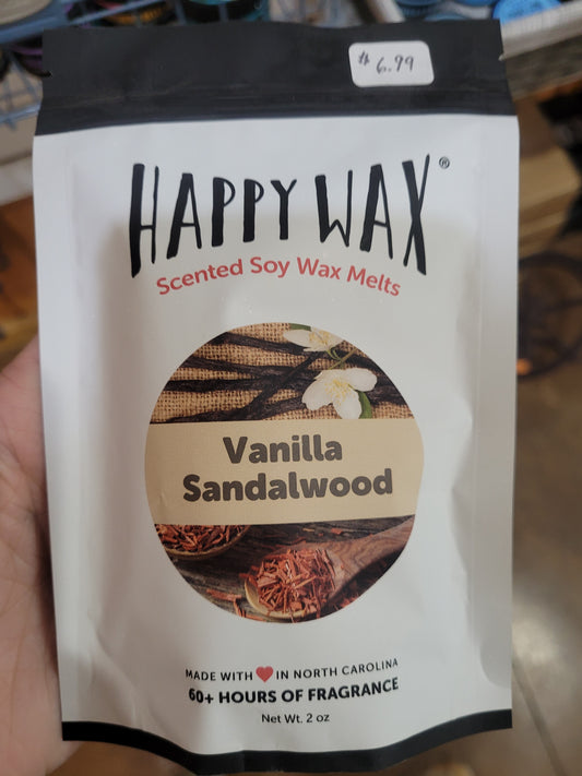 Happy Wax 2oz Pouch Vanilla Sandlewood Wax Melts