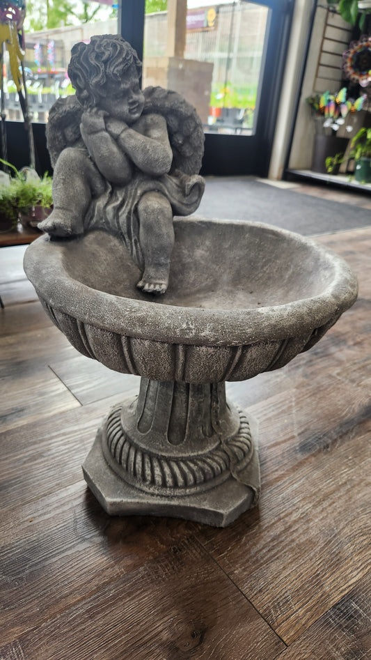 Sitting Angel Birdbath