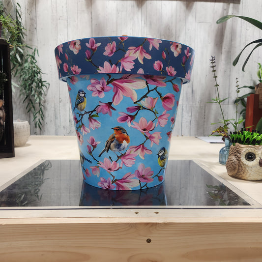 15" Zest Pot Watercolor Birds