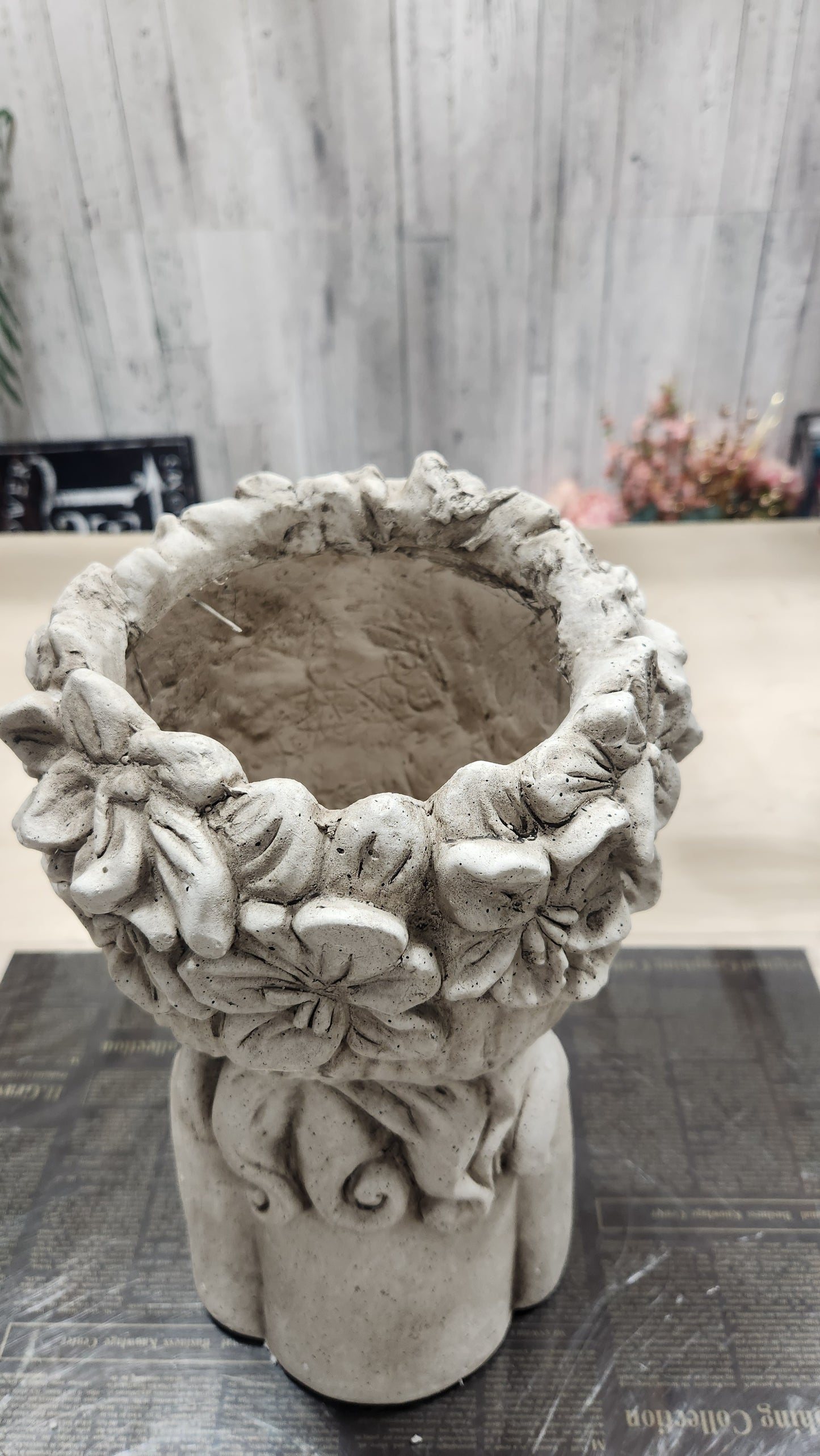 Planter Girl with Crown of Flowers