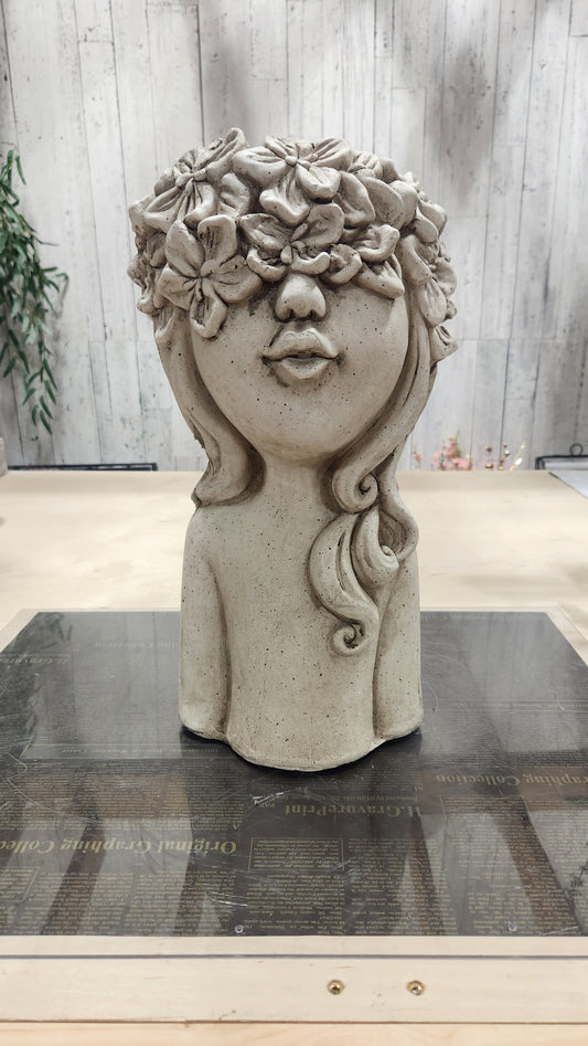 Planter Girl with Crown of Flowers