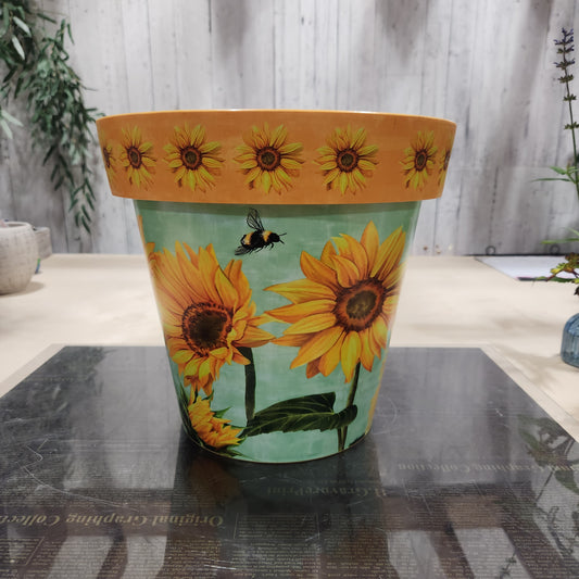 12" Zest Pot Watercolor Sunflower
