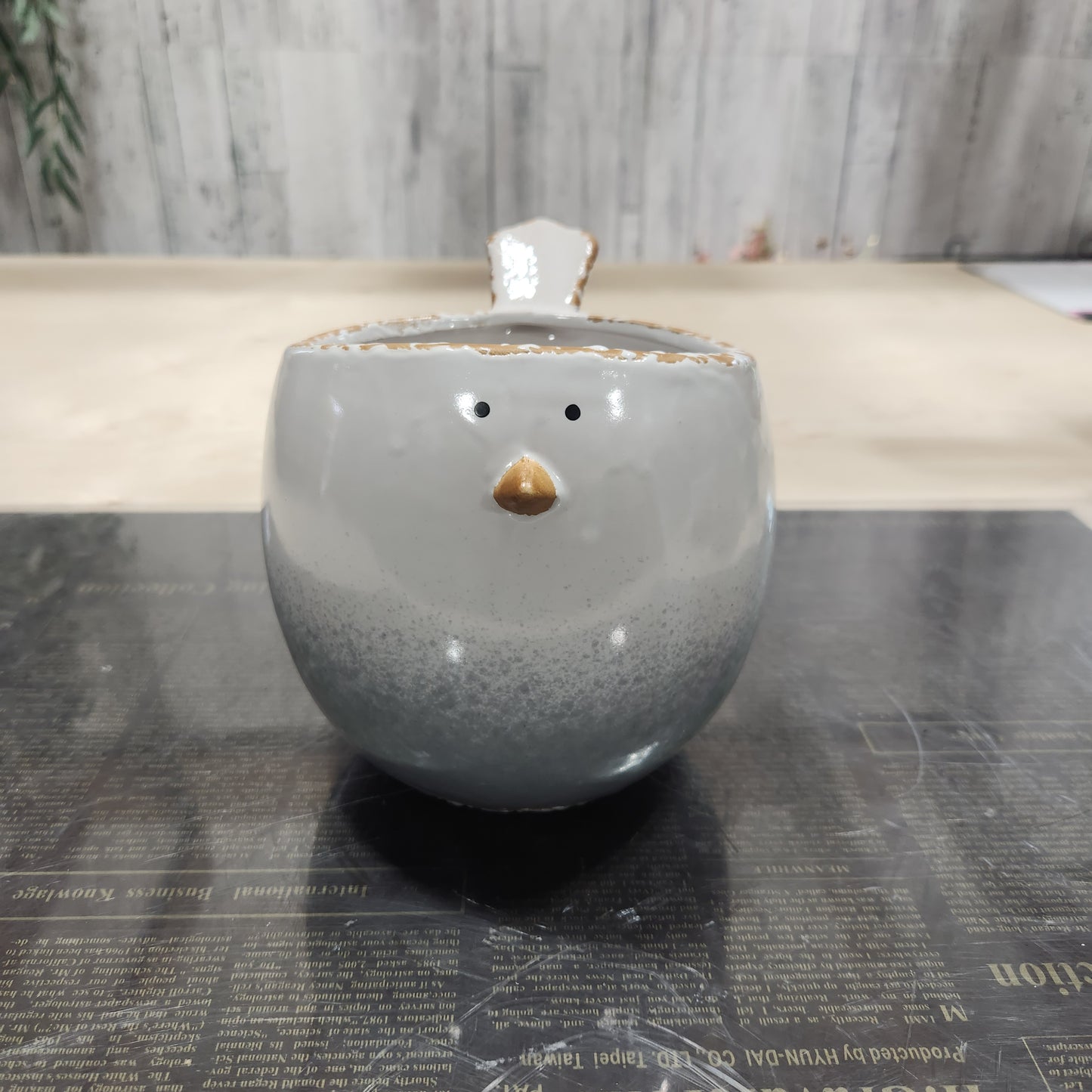 Blue Chubby Bird Ceramic Planter