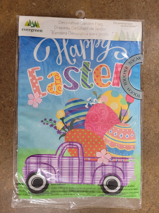 Garden Flag Easter Plaid Truck