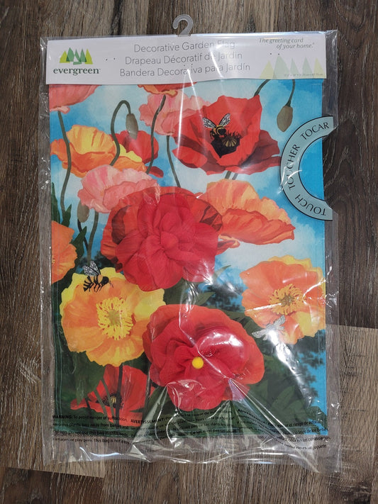 Garden Flag Poppies Welcome