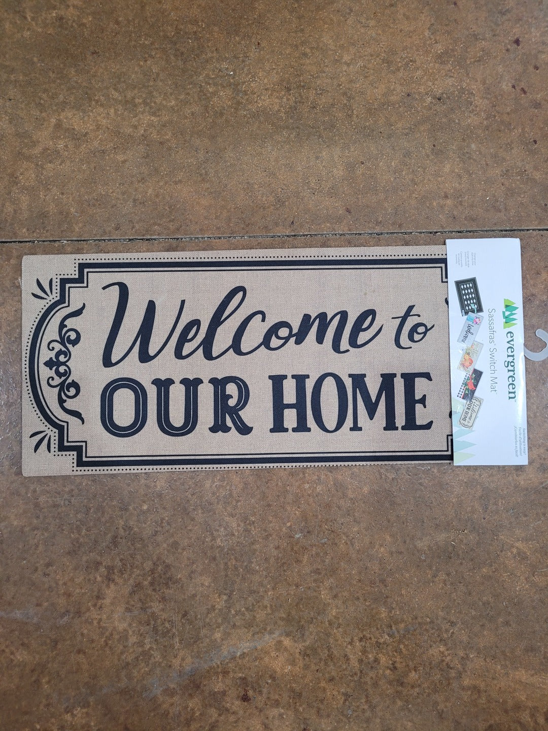 Switch Mat Welcome to our Home Burlap