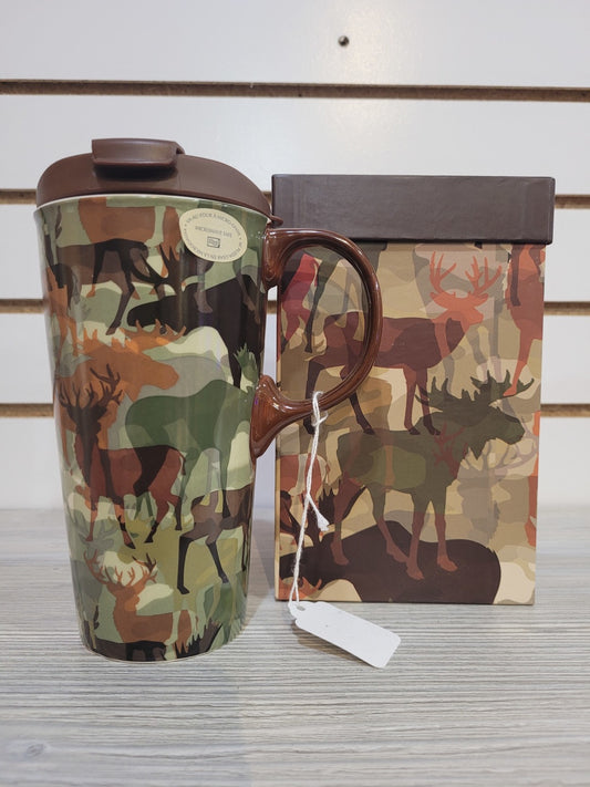 Mug Ceramic Travel Woodland Camo