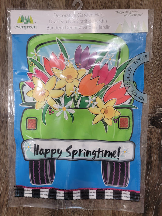 Garden Flag Springtime Truck Happy Springtime