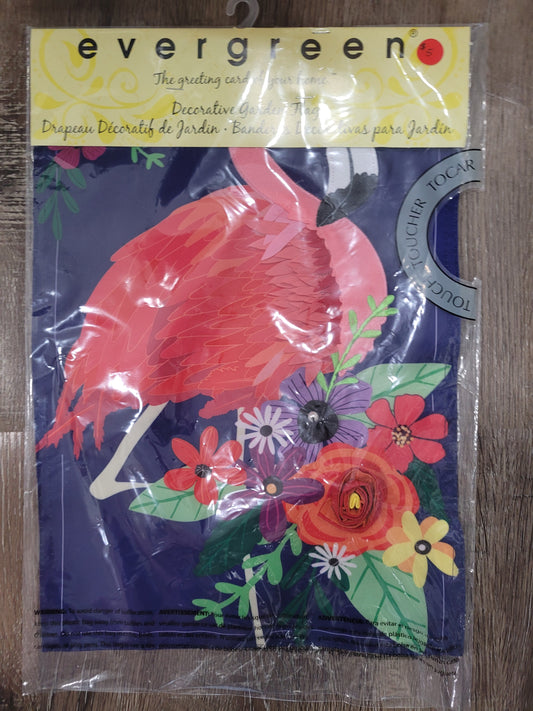 Garden Flag Floral Flamingo