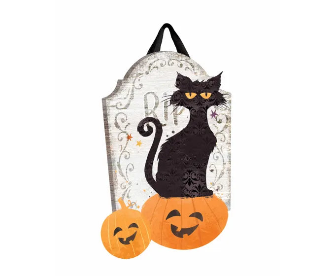 Door Decor Black Cat And Pumpkin