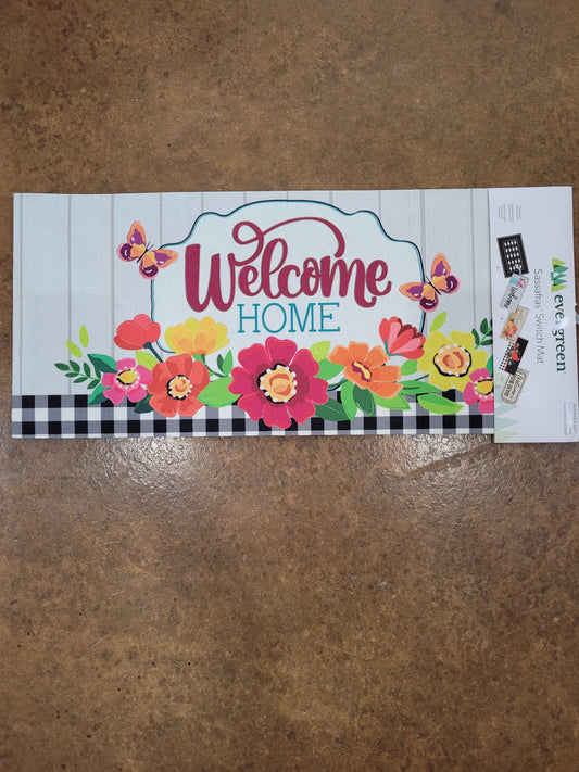 Switch Mat Summer Floral W/ Butterflies Welcome Home