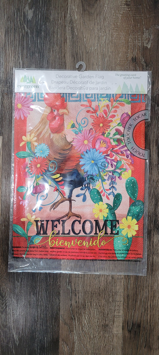 Garden Flag Rooster Cha Cha