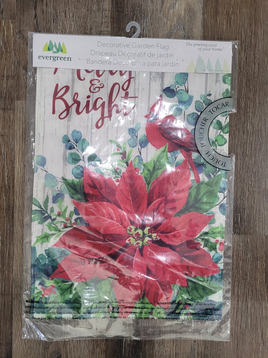 Garden Flag Merry & Bright Poinsettia