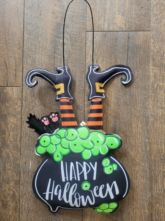 Door Decor Lit Witch In Cauldron