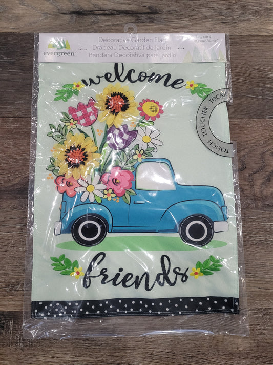 Garden Flag Flower Truck Linen