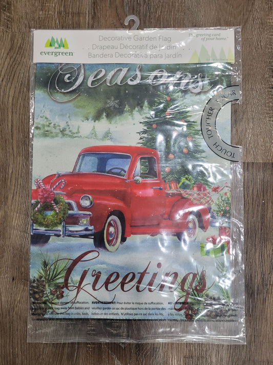 Garden Flag Christmas Farm Pickup