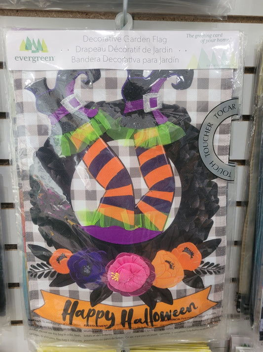 Garden Flag Witch Wreath