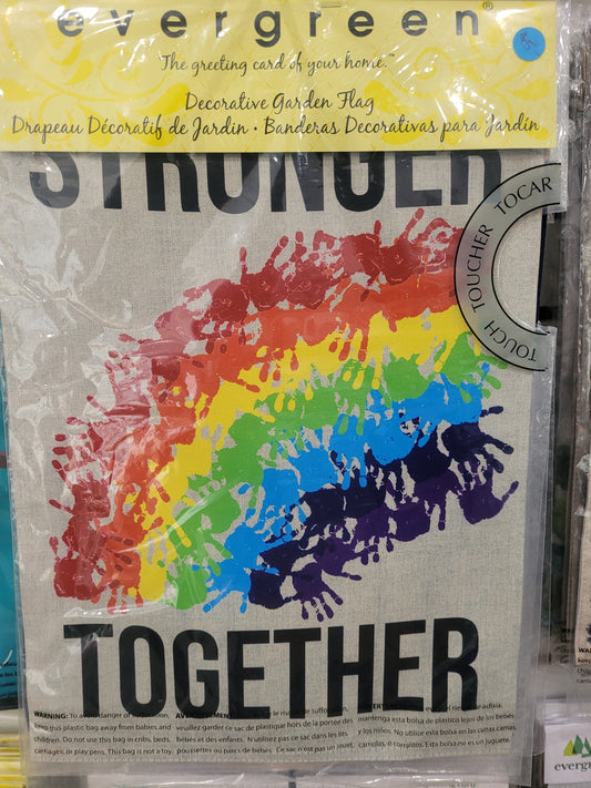 Garden Flag Stronger Together Handprints